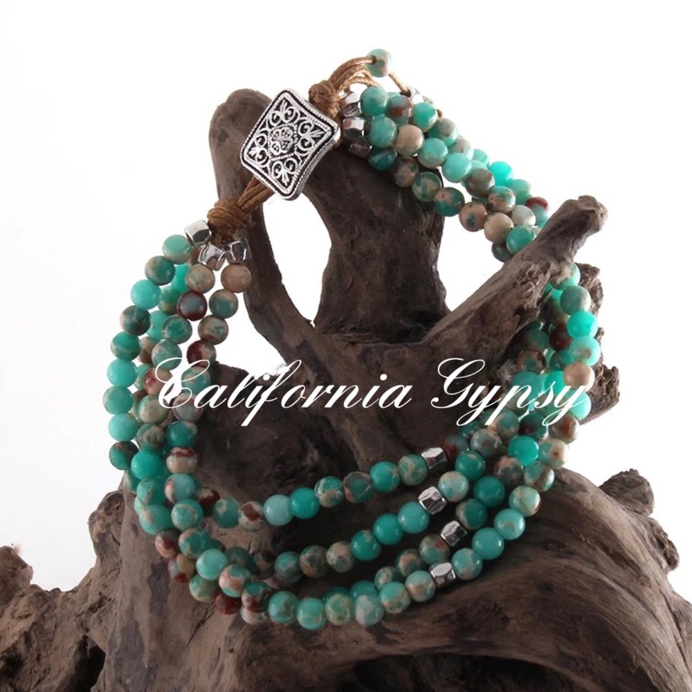 Natural Chrysocolla Bohemian Bracelet - Picture 3 of 3